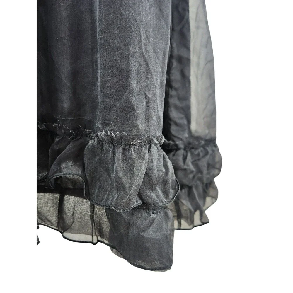 Anthropologie Zehavale Black Lace Tulle Silk Sheer Mini Dress Size 10 - Picture 8 of 12